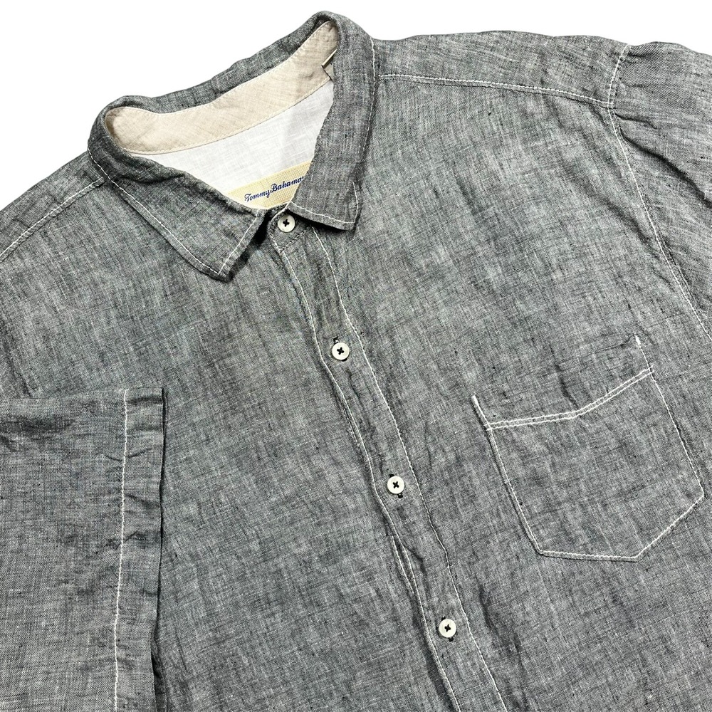 Tommy Bahama Party Breezer Linen Camp Shirt Mens XL Beach Resort Preppy Charcoal